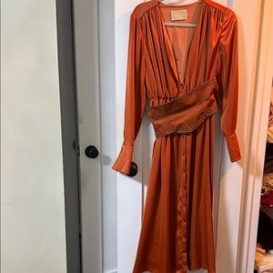 Elegant Orange Midi Dress